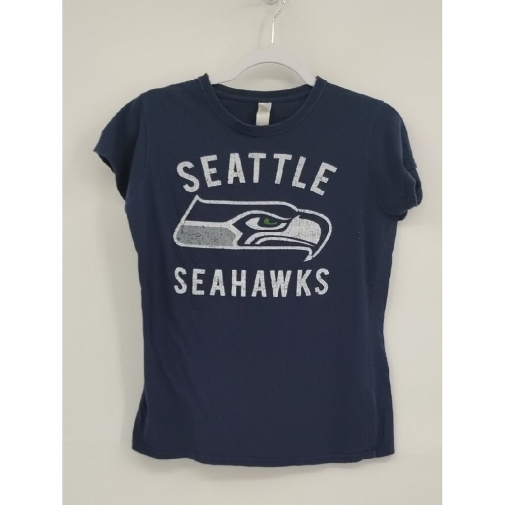 Gildan Seattle Seahawks Navy Blue Ring Spun Softstyle T‑Shirt Large